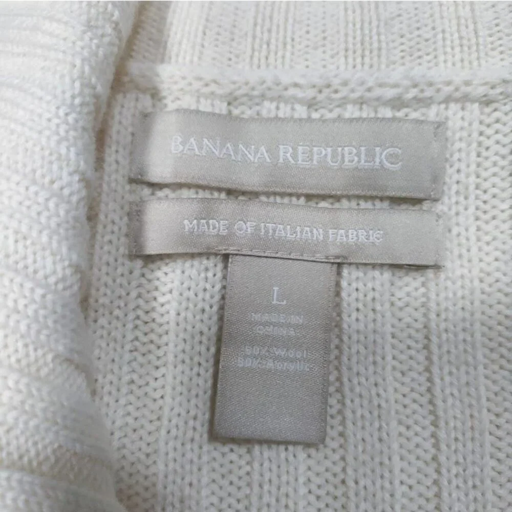 Banana Republic Italian Wool Cardigan L Ribbed Lagenlook Woolblend Preppy - Picture 7 of 11